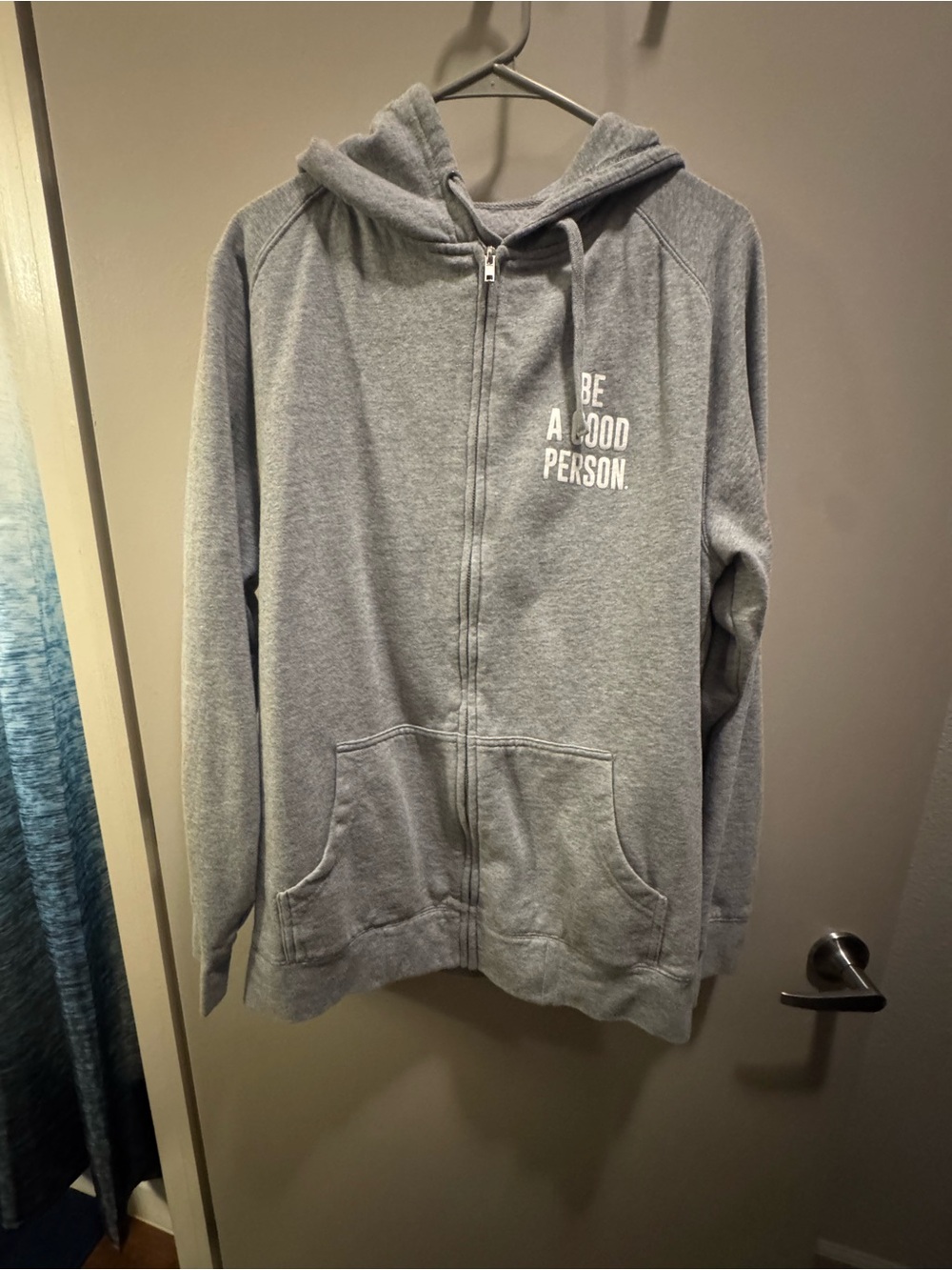 Men's Gray Full-Zip Hoodie Sweatshirt - Be A Good Person